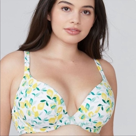 Lane Bryant Cacique Soft Cotton T-shirt lemon Print bra 🍋 - Picture 1 of 6